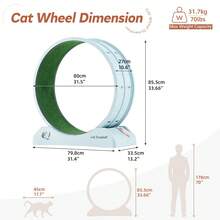 TUKAILAi Cat Treadmill, Cat Exercise Wheel For Indoor Cats, With Cat Comb And Cat Wand - 淺藍色 - 查看 8