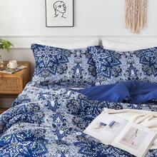 Queen Comforter Set Boho Printed Beding Comforter Blue Flower Bed In A Bag Comforter Lightweight Microfiber Down Alternative Comforter For All Seasons Breathable Soft Fluffy - BlueFlower - View 7