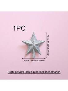 1pc Medium Size Christmas Tree Topper Star Shaped Decor With Silver Glitter Powder (slight Powder Shedding Is Normal) - Silver - View 10