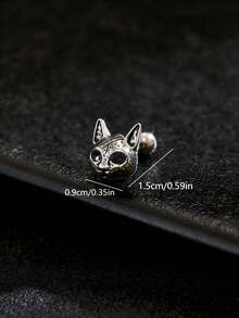 1pc Stainless Steel Punk Style Fox, Cat, Skull Design Earring For Men, Accessory For Party, Music Festival, Daily Wear - Multicolor - View 8