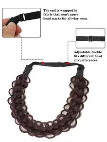 Crimp And Fluffy Braided Headband 3 Strands Synthetic Hair Braid Fashion Chunky Wide Thick Elastic Braid Headbands 14inch