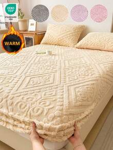 1pc Taffeta Fitted Sheet, Bedding, Bed Cover, Bed Sheet, Mattress Cover, Solid Color Fitted Sheet, Multiple Colors Available, Cozy And Warm Mattress Protector, Simple Style Home Textile, Soft And Anti-Pilling Bed Cover, Skin-Friendly Bed Sheet, Pillow And Pillowcase Not Included, European-Style Pattern, Home Decoration