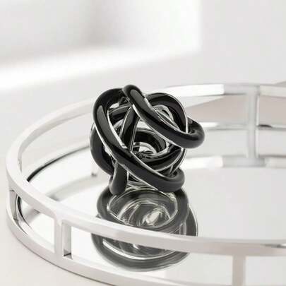 Orbit Hand Blown Glass Infinity Knot Sculpture - 3 Inch Glass Art Black Knot Decor Ball For Home Decor, Smal...