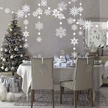 Frozen Snowflake Garland Transparent White Large Snow Streamers For Frozen Birthday Baby Shower Christmas Party Winter Wonderland White Snowflake Banner For Christmas New Year Decoration - 白色 - 查看 5