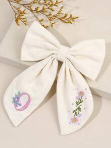 1件女孩26字母刺繡髮夾，甜美花卉字母設計髮夾，女孩生日春季髮飾，精緻女孩髮夾附優雅刺繡（白色/海軍藍），返校季 - 彩色 - 查看 31