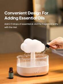 kinscoter 1 máy tạo ẩm không khí hình giọt mưa USB, máy khuếch tán tinh dầu trị liệu với đèn ngủ hình giọt mưa 7 màu, thích hợp cho gia đình, khách sạn, quà tặng sinh nhật. - trắng - Xem 3