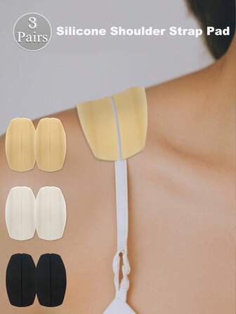 3 Pairs Women's Bra Strap Silicone Non-Slip Pads, Invisible Bra Strap Holder Clips, Adjustable Shoulder Strap Cushions