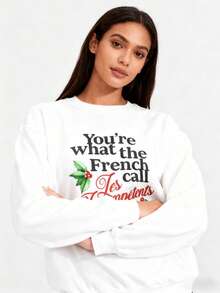 2025 LC 'You're What French Call'Retro Merry Sweatshirt, Merry Family Sweatshirt, Womens Sweatshirt, Holiday Sweatshirt, Merry Sweatshirt,Autumn Clothing, Winter Clothing,Halloween Costumes,Thanksgiving Clothing,Hoodie Autumn And Winter,Unisex Hoodie,Fall Clothes Plus Size,Sweatshirt,Fall Clothes Women,,Clothing,Sweatshirt. - 白色 - 查看 2