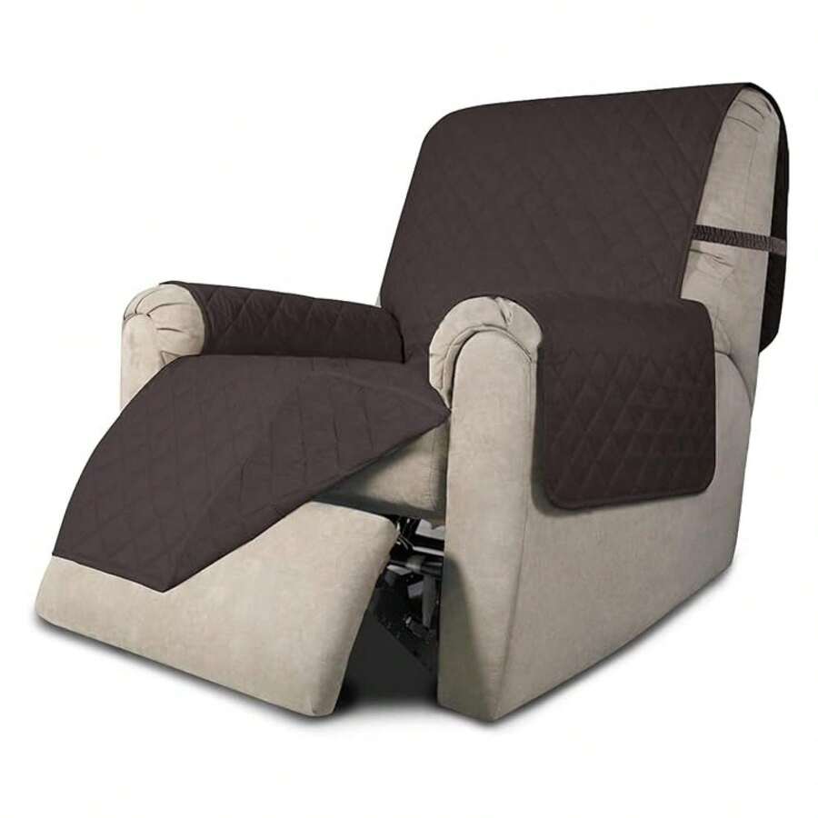 Recliner Chair Slipcover Reversible Sofa Cover Water Resistant Couch Cover Furniture Protector With Elastic Straps For Pets Dog Recliner 22 Inch, Chocolate/Chocolate - Multiwarna 1983 - View 1