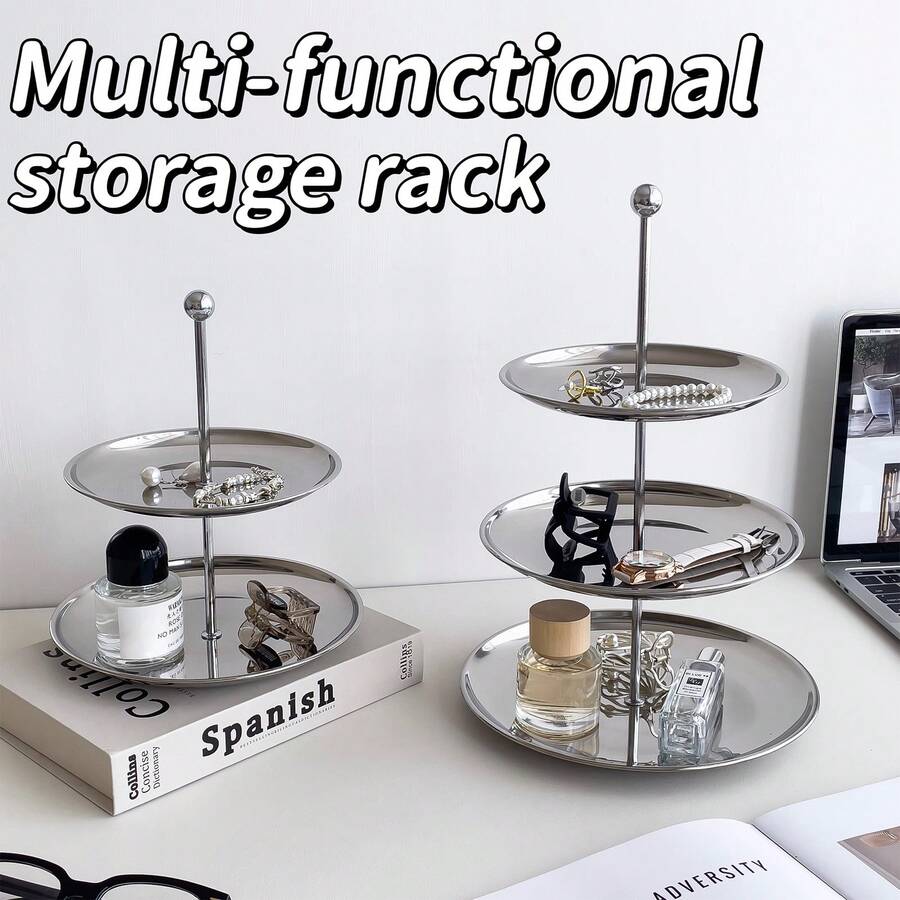 304 Stainless Steel Polished Jewelry Tray, Multi-Layer Jewelry Tray Suitable For Rings, Earrings, Watches - Multifunctional Round Multi-Layer Storage Tray, Suitable For Jewelry Tray, Jewelry Stand - Durable Multifunctional Storage Box, Accessory Box