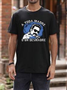 Men's T-Shirts, Short Sleeve, Weight In Grams, Men's Clothing, Fashionable Casual Outdoor Sports Sweatshirts, Gym Gifts For Men, Father's Day, Beach, Lightweight And Breathable Print - 黑色 - 查看 2