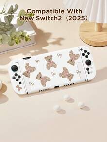 Ayotu 卡通熊蝴蝶结Switch保护壳，兼容新款Switch 2 (2025)/Switch NS/Switch OLED，无需取下保护壳即可安装在底座上，通用游戏手柄保护套，Switch游戏配件，防摔、防滑、防刮，时尚优雅，适合秋季、圣诞节、返校季、冬季等各种场合。 - 彩色 - 查看 14