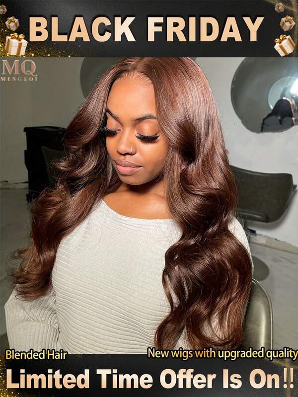 200 Density Hair Wigs Glueless 13x4 5x5 Lace Front Wig 30 Inch Human Blended Hair Body Wave Lace Front Wig #4 Color Natural Hairline No Glue HD Transparent Lace Frontal Wig 13x4 5x5 Lace Front Wigs Human Blended Hair Pre Plucked With Baby Hair,Fashion,Daily Life Wear Use
