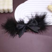 1pc/2pcs Christmas Bow Hair Clips, Fashion Cute Plush Feather Bow Ribbon Hair Accessories For Women, Party/Holiday Costume, Suitable As Christmas Gifts For Family And Friends, Claw Clips, Hair Slide, Hair Barrettes, Winter