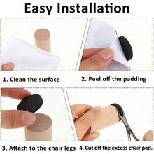 24/72/120/168片装黑色橡胶家具垫，防滑防撞，易于安装，适用于桌子、椅子、沙发、床、冰箱脚垫 - 黑色 - 查看 5