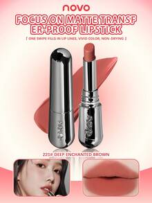 NOVO 防水防汗丝绒哑光唇膏，持久显色，色彩鲜艳，适合日常使用、旅行、户外、节日、生日、毕业典礼、派对、时尚妆容