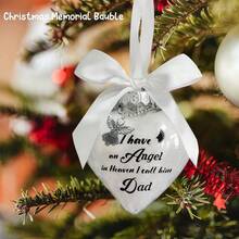 1 peça de enfeite de Natal transparente em forma de bola de penas, "Tenho um anjo no céu", enfeite memorial para pai, mãe, avó e avô, enfeite de Natal para pendurar na árvore de Natal em memória de um ente querido falecido. - Multicolorido - Ver 3