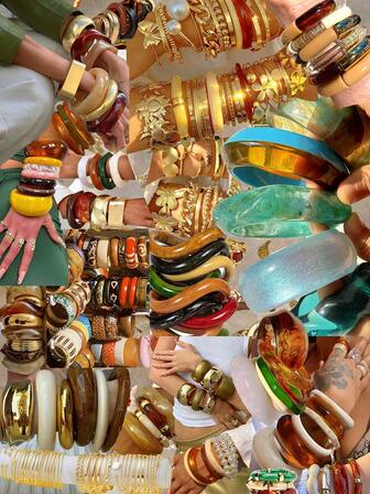 复古优雅复古硬币风格随机1-25件树脂金属几何不对称镂空线条缠绕花朵雕刻纹理宽手镯，夸张的高端珠宝，适合女性、男性、情侣佩戴，是度假、派对、约会、圣诞节、新年、节日礼物、日常搭配的理想之选（款式随机）