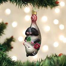 Old World Christmas Ornaments Blossom Opossum Glass Blown Ornaments for Christmas Tree - NegroBlanco - Ver 5