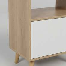 KIWI White, Black Or Natural Wood Bedside Table In Nordic Style With Drawer, Door Or Shelves, Side Table For Bedroom Or Living Room, Modern And Compact Nightstand For Home - 門架 40x30x55 厘米 - 查看 6
