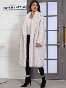 Damen Oversize Mantel für den Winter, Damen Bekleidung in Große Größen, Langer Teddy-Bär Jacke, Langer Kunstpelz Mantel, Winterwarmer Mantel - Weiss - Übersicht 6
