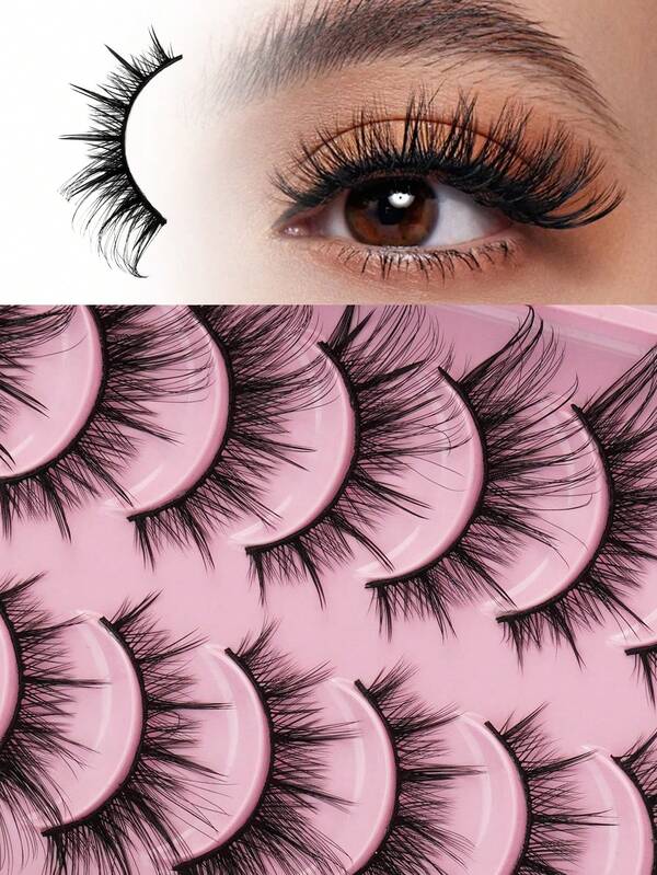 10 Pairs Full Eyelashes Long Natural Fiber Eyelashes False Eyelashes Eyelash Extension For Daily Use Eyelash Extension False Eyelashes Reusable Natural Eyelashes