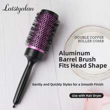 1pc Large Curling Hair Brush + 1pc Cleaning Tool, Electroplated Craftsmanship, Classic Style, Suitable As Gift For Friends Or Family, Paired With Hair Dryer For Salon Use