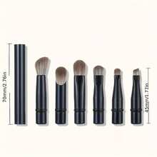 6pcs Mini Travel Makeup Brush Set With Detachable Aluminum Tubes, Portable Eye Brushes And Storage Case For Clean Hygiene – Perfect For Girls And Women, Makeup Room Decor,Makeup Bag,Travel Essential - Multicolor - View 2
