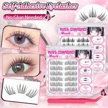 2 Boxes Self-Adhesive Cluster False Eyelashes Natural Look Lashes, Individual Eyelashes No Glue Needed, Reusable DIY Eyelashes For Women & Pros, DIY Makeup, Anime Style, Easy To Use For Beginner, False Eyelashes Lash Clusters,Eyelash Clusters,Individual Eyelashes,Lashes,Fake Lashes