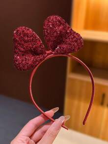 1pc Red Oversized Bow Headband, Cute Hair Accessory For Girls - Red - View 4