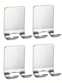2/4pcs Razor Base, Silver Adhesive Wall Hook, No Need For Drilling, Bathroom Razor Base, Stainless Steel Door And Wall Hook, Bedroom Hat Hook, Bathroom Kitchen Bedroom Bathrobe Hook - Multicolor - View 10
