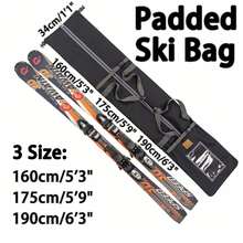 Ski Bag For Travel Fully Padded Water Resistant Durable Ski Carrying Bag 160cm 175cm 190cm - Black - View 6