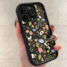 Süßes Bienenblumenmuster Silikon Handyhülle für iPhone 16 16E 15 14 13 12 11 Pro Max XS X XR 7 8 Plus SE2 Weiche TPU Hülle - Bordeaux - Übersicht 4