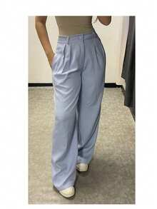 Tailored Wide Leg Trousers - Celeste - Ver 1