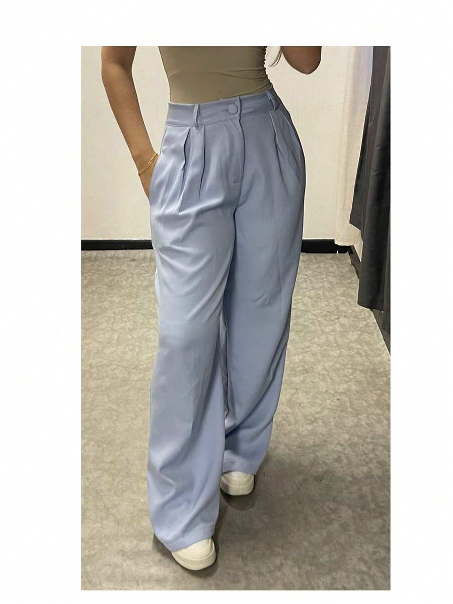 Tailored Wide Leg Trousers - Celeste - Ver 1