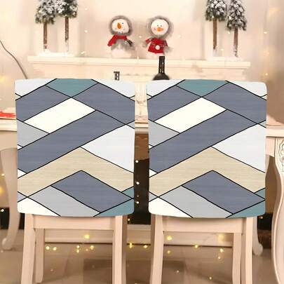 1개/4개/6개/10개 미니멀리스트 스타일 멀티 컬러 기하 패치워크 프린트 짧은 플러시 의자 커버, 탈착식 폴리에스터 짧은 플러시 의자 보호 슬립커버 식당, 거실용, 모든 계절에 적합, 휴일 장식