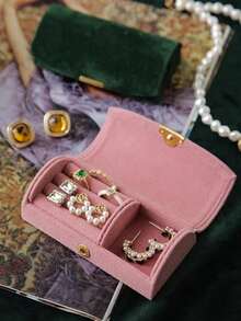 1pc Compact & Elegant Jewelry Box For Earrings Rings Necklaces, Travel Jewelry Organizer Girlfriend Gifts Sun Travel Cool - Multicolor - View 6