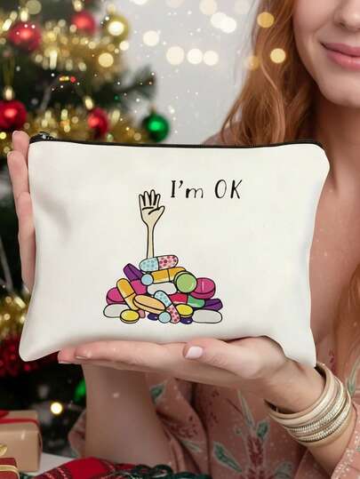 Funny "All Mine" Canvas Pill Case - Reusable Zippered Pouch For Travel And Cosmetic Storage - Ideal Gift For Women, Sisters, Daughters On Birthday And Christmas, Valentine's Day Gift For Girlfriend, Wife, Family, Friends, Coworkers