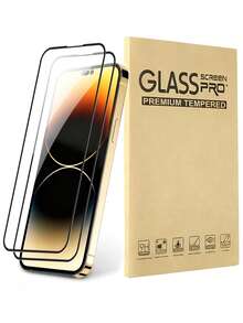 2 piezas de película de protección de pantalla HD de vidrio templado compatible con iPhone 16/16 Plus/16 Pro/16 Pro Max/15/15Pro/15Plus/15Promax, a prueba de agua, a prueba de golpes, resistente a caídas, resistente a arañazos y antihuellas dactilares con cobertura completa