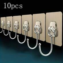 10 Strong Reusable Wall Hooks, No Need To Drill Holes - Waterproof And Oil-Resistant, Suitable For Bathrooms And Kitchens - Idea - 10PCS - View 2