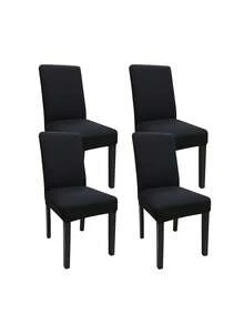 1/4/6pcs Solid Color Milk Silk Chair Covers, High Elastic Dust-Proof And Waterproof, Suitable For All Seasons, Living Room, Hotel, Restaurant, Kitchen, Home Decor - Black - View 9