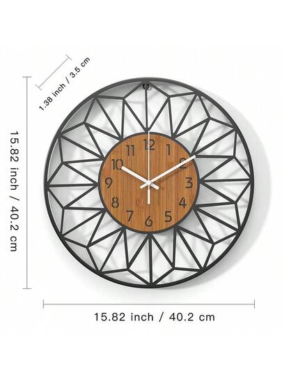 1pc Iron Painted Wand Clock, Geometric Klok Arabic Numerals Home Room view 9