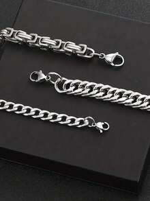 男士不锈钢简约时尚链条手链，日常佩戴手链