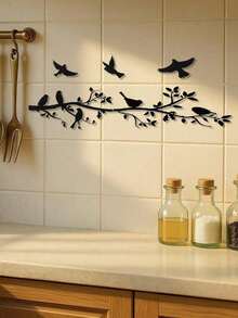5-Piece Modern Metal Wall Art Set - Bird On Branch Wall Decor, Rustproof & Waterproof Hanging Art For Living Room, Bedroom, Indoor/Outdoor | Housewarming & Birthday Gift For Women, Men, Friends - 彩色 - 查看 4
