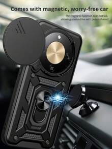 Ốp lưng điện thoại Honor X9d 5G có ống kính camera trượt và chân đế - Đỏ - Xem 2