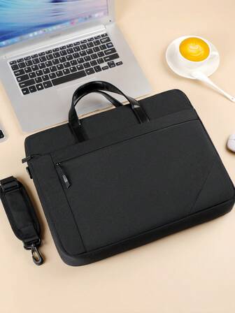 15.6 Inch & Below Laptop/Tablet Unisex Solid Color Multi-Functional Computer Bag, Padded Main Compartment, Multiple Pockets For Organizing, Detachable Adjustable Shoulder Strap, Suitable For Daily Commute, Office, Business Trip, Travel