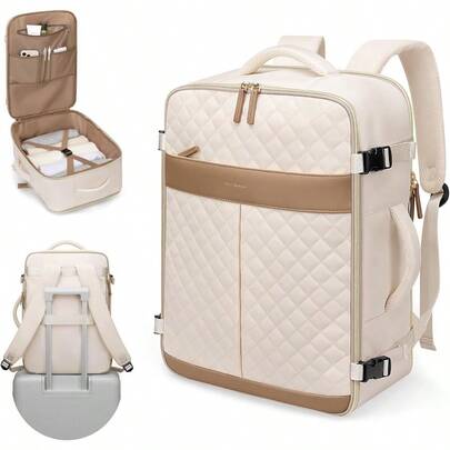Travel Backpack For Women Carry On Backpack 17 Inch Laptop Backpack Women Casual Daypack For Weekender Business 40L Apricot Lightweight Durable Design With Multiple Compartments And Comfortable Adjustable Straps Ideal For Daily Commute Weekend Getaways And Business Trips