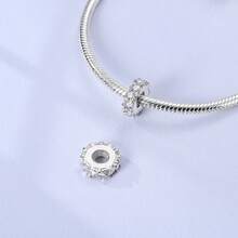 1 pieza Cadena de cuentas espaciadoras versátil clásica chapada en plata, encanto para pulsera, ideal para hacer joyas DIY, opción ideal como regalo de joyas para mujeres - Plateado - Ver 8