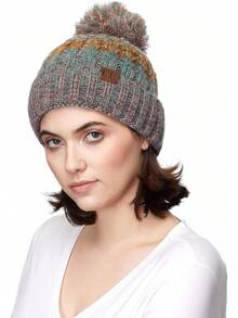 Gorro de invierno para mujeres exclusivo con puntadas de semillas y pompones de confeti (HAT-1816)(HAT-2214)(HAT-2085)(HAT-3841) - Sombrero: verde azulado - Ver 9