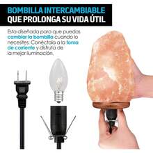 Lámpara de Sal Rosa del Himalaya con Control de Intensidad de Luz, Foco Reemplazable y Base de Madera, Adecuada para Yoga, Meditación, Energía y Purificación, Perfecta para Decoración - 1 - Ver 6